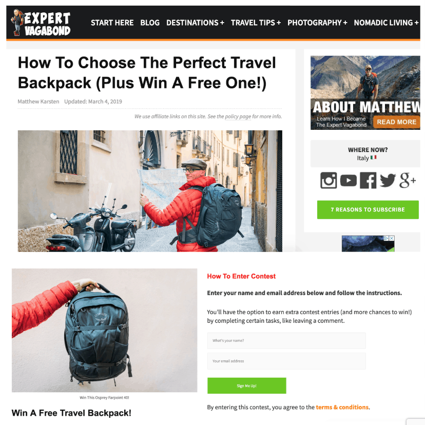 blog post giveaway